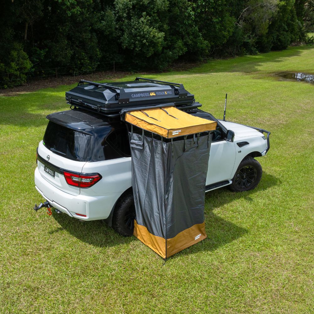 roof rack shower tent NUDIE BOSS Shower Tent Awning – CampBoss