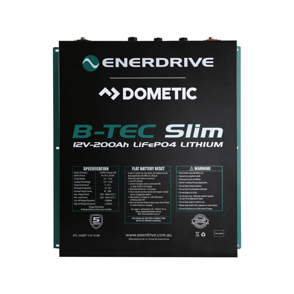 Enerdrive B-TEC 12V 200Ah Slimline Lithium Battery